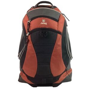 Jeep Rolling Backpack - Burnt Orange & Black - Telescope Handle -Clothing Straps